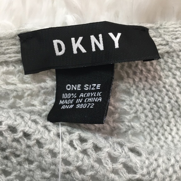 DKNY Open-Knit Blocked Scarf Heather Gray - Picture 3 of 7